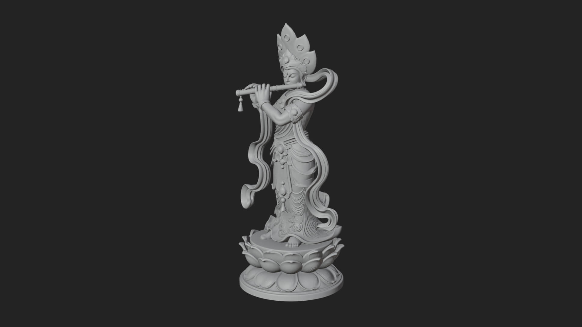 Krishna with Flute Statue Design 4 3D Print Model 3D Model