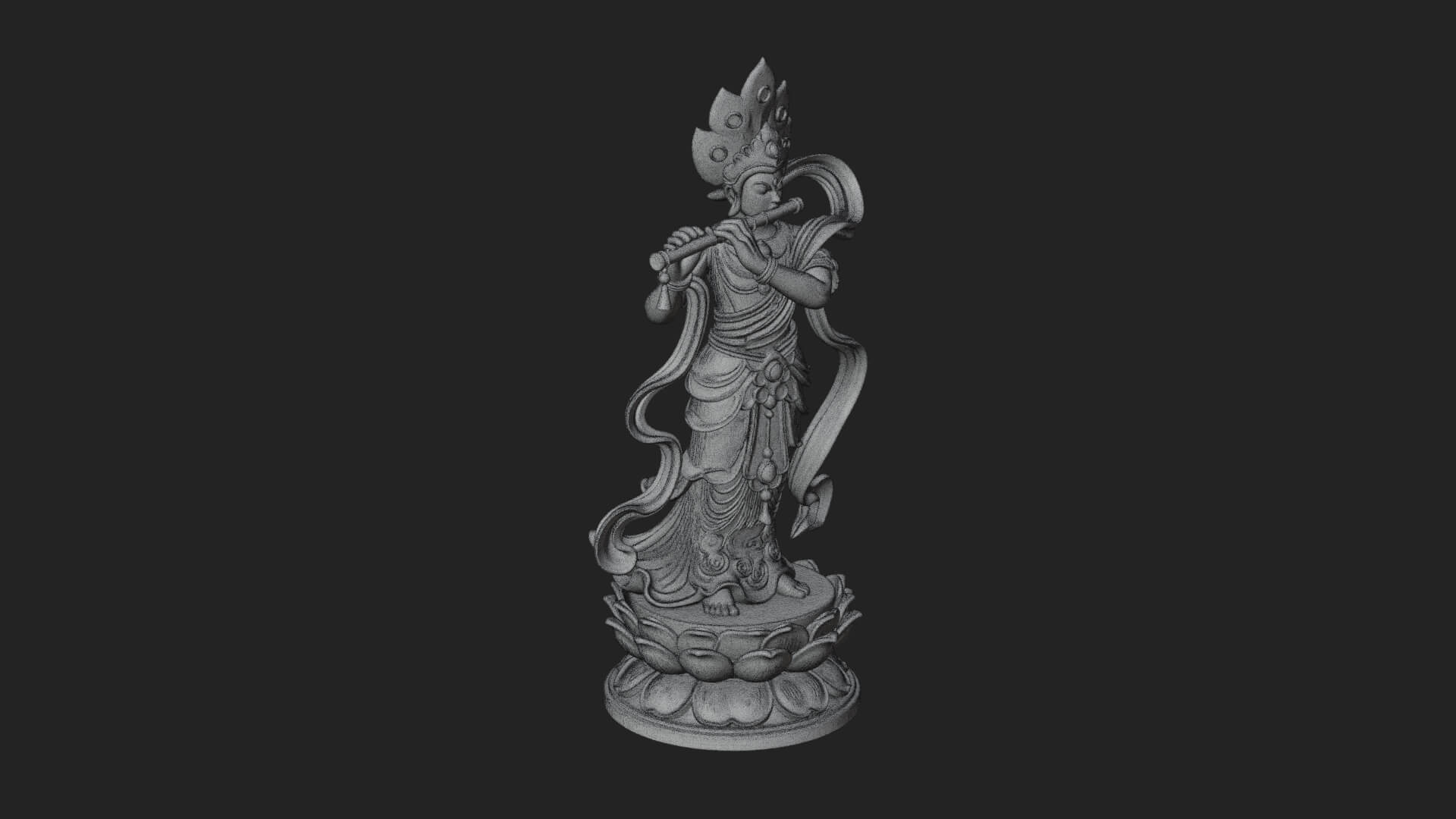 Krishna with Flute Statue Design 4 3D Print Model 3D Model