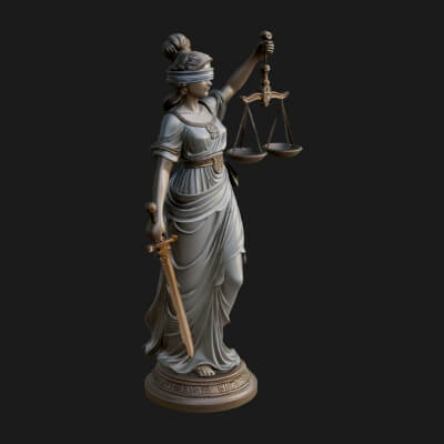 Lady Justice Statue Design 3 3D Print Model