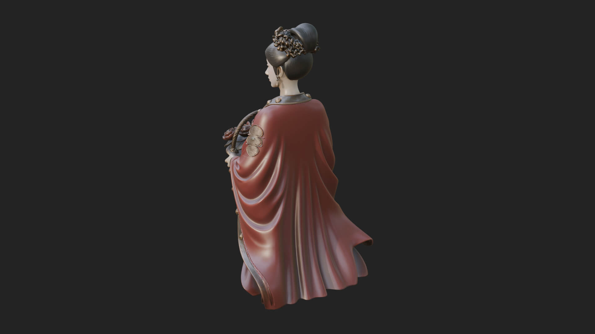 Lady with Flower Basket Statue Design 1 3D Print Model 3D Model