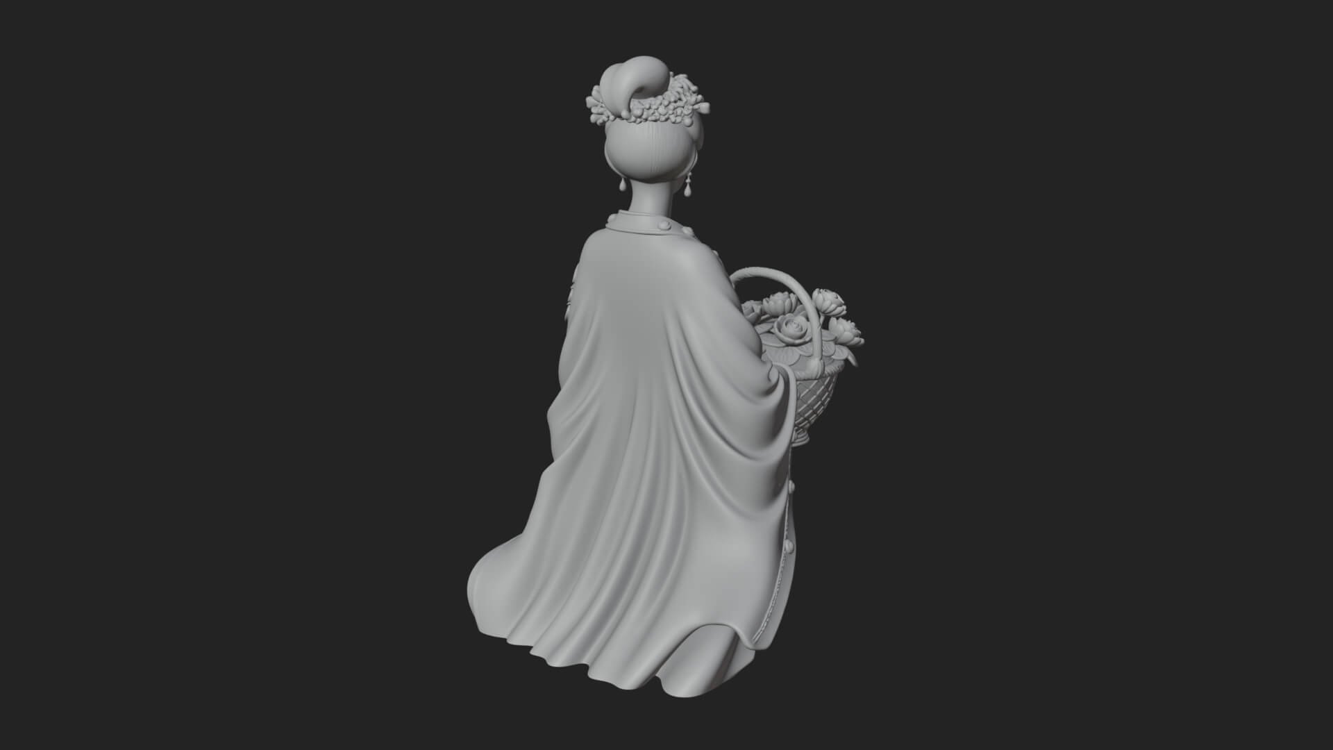 Lady with Flower Basket Statue Design 1 3D Print Model 3D Model