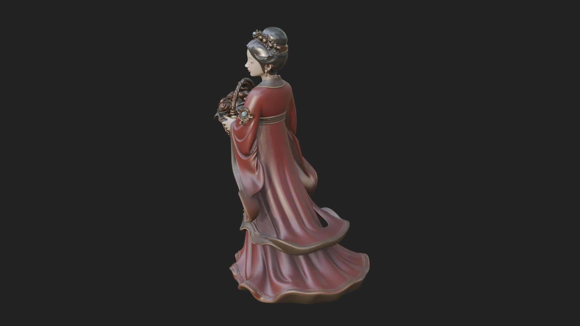 Lady with Flower Basket Statue Design 2 3D Print Model 3D Model