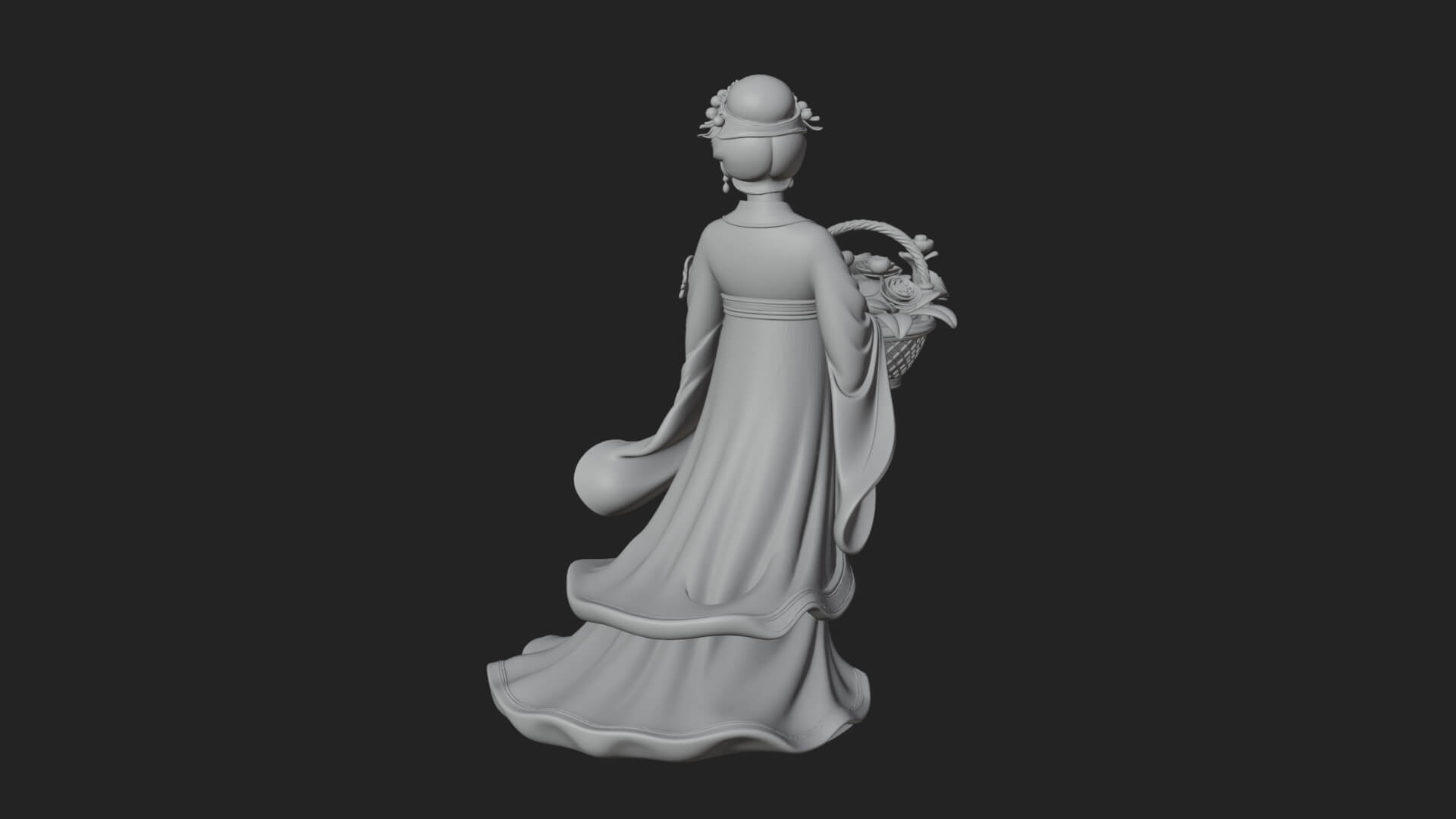 Lady with Flower Basket Statue Design 2 3D Print Model 3D Model