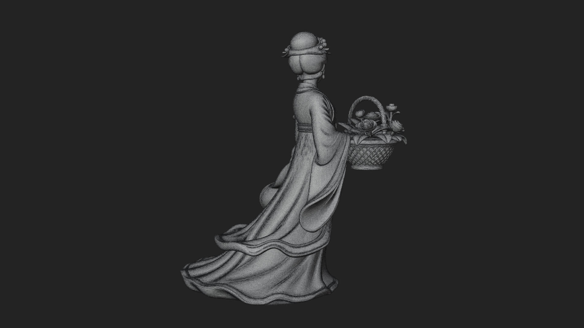 Lady with Flower Basket Statue Design 2 3D Print Model 3D Model