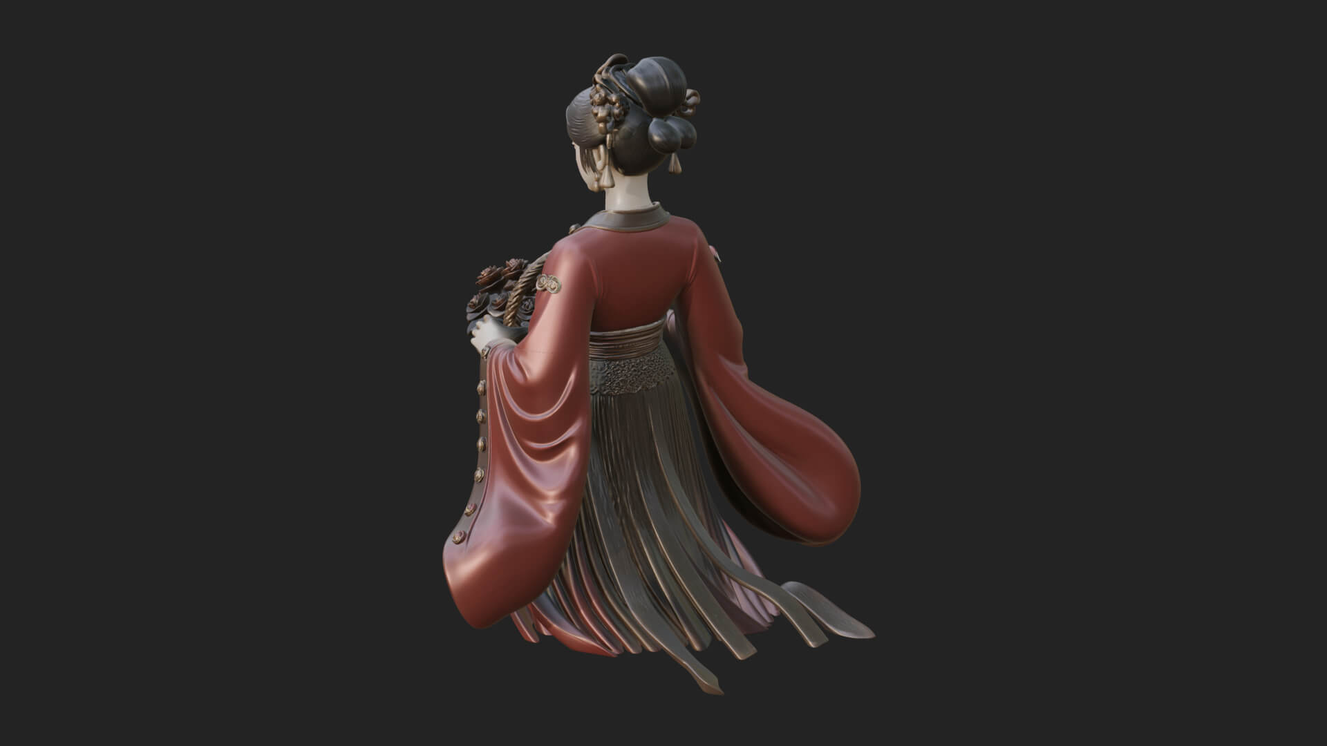 Lady with Flower Basket Statue Design 3 3D Print Model 3D Model