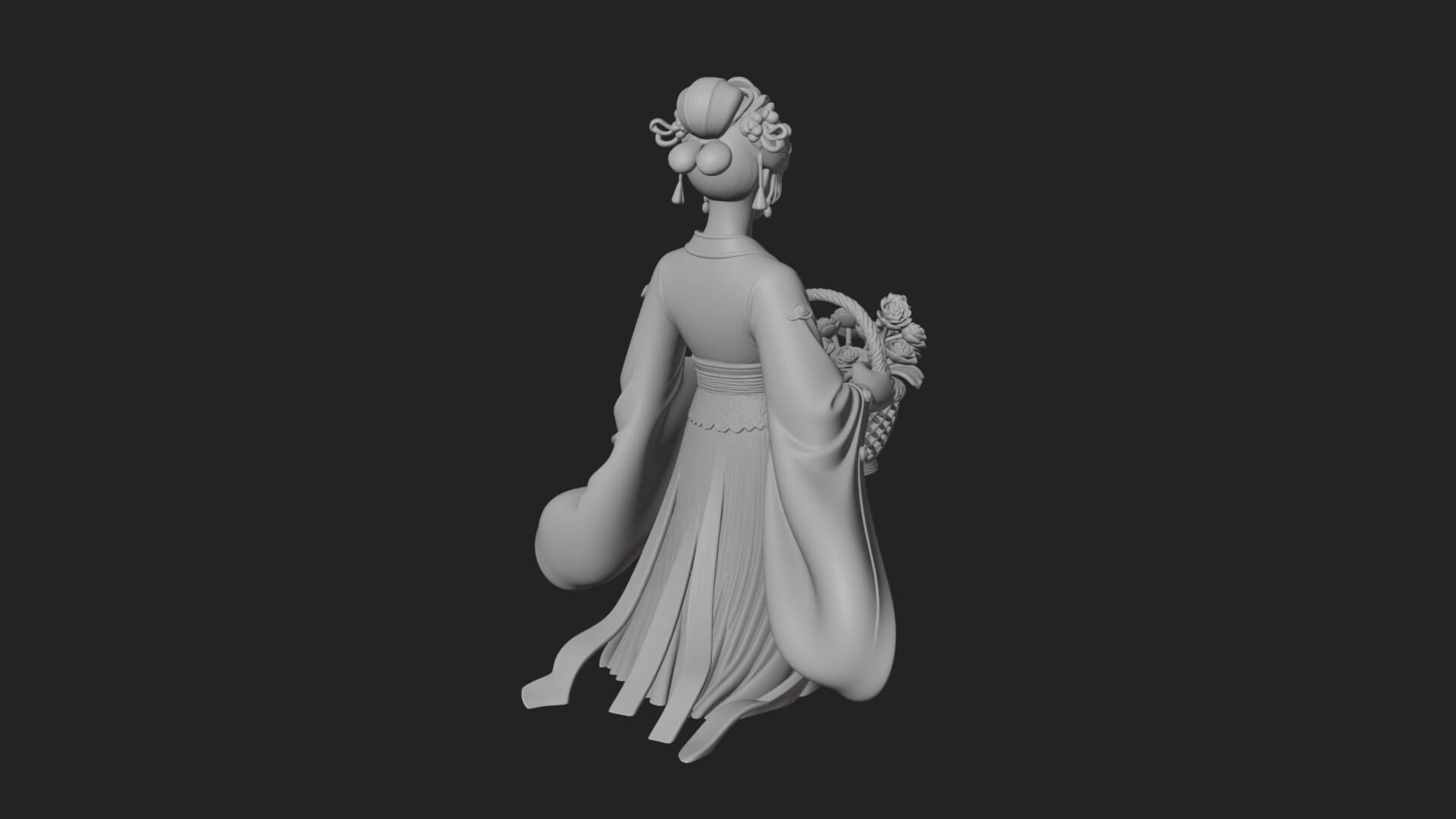 Lady with Flower Basket Statue Design 3 3D Print Model 3D Model