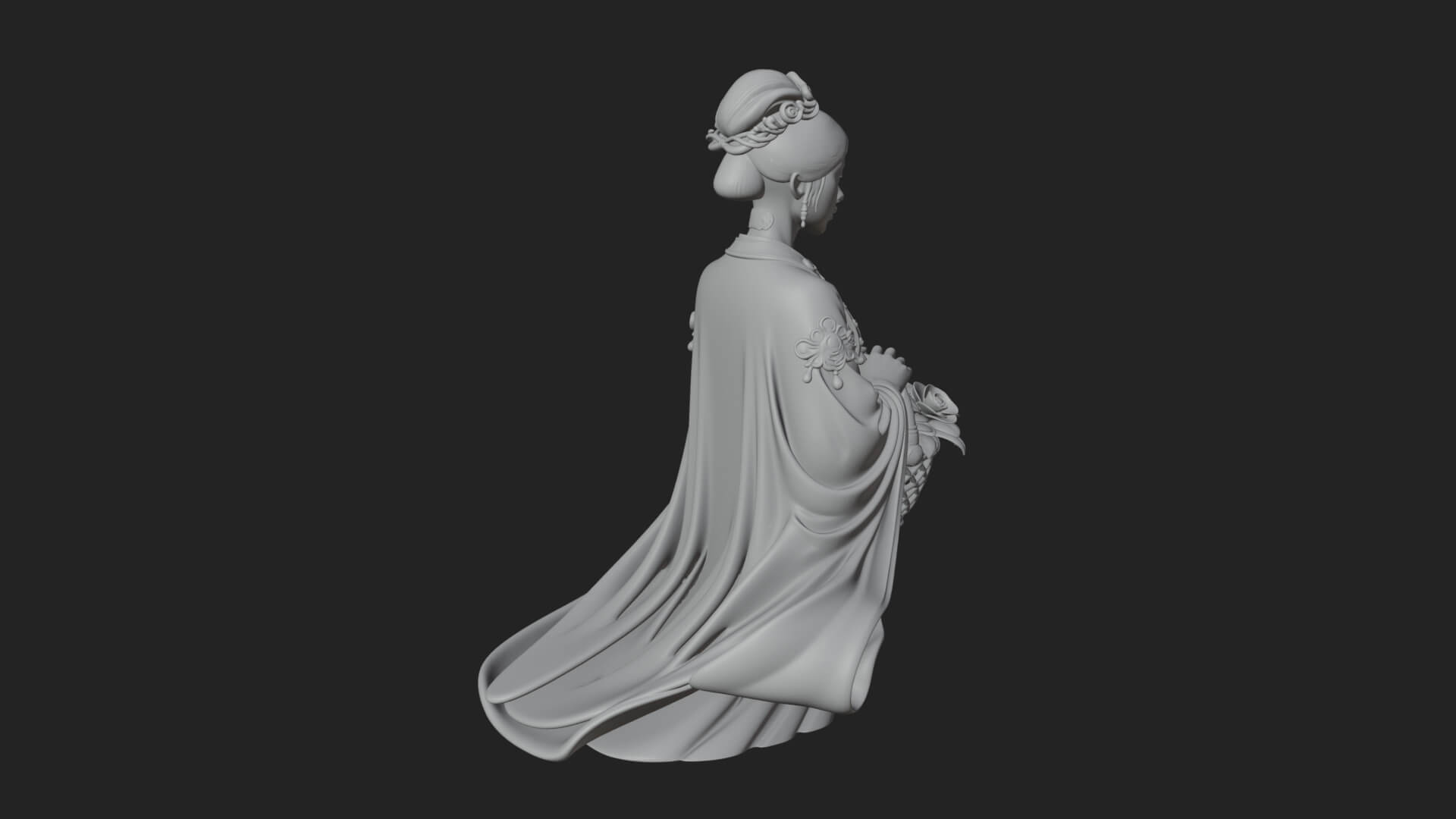 Lady with Flower Basket Statue Design 4 3D Print Model 3D Model
