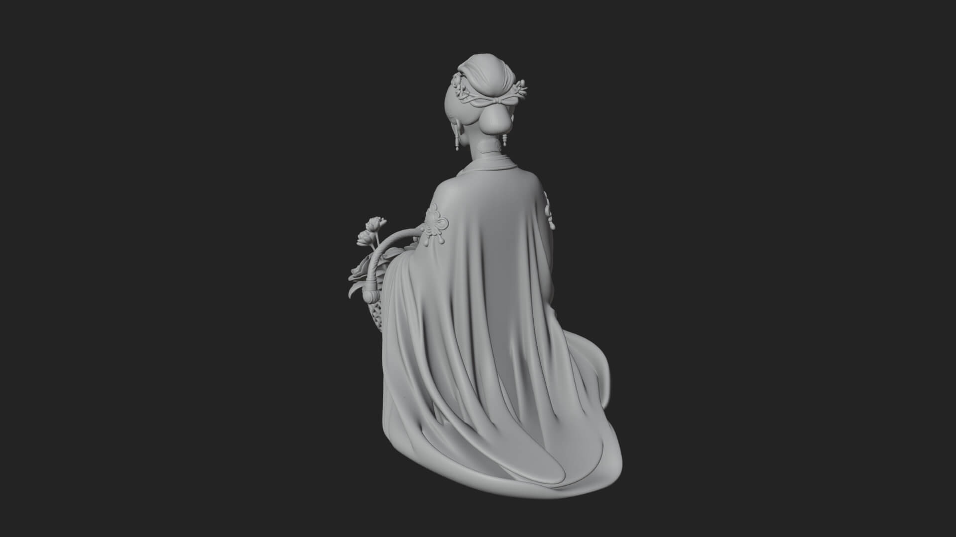 Lady with Flower Basket Statue Design 4 3D Print Model 3D Model