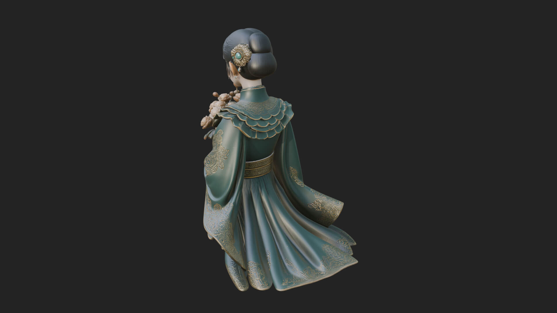 Lady with Flower Basket Statue Design 5 3D Print Model 3D Model