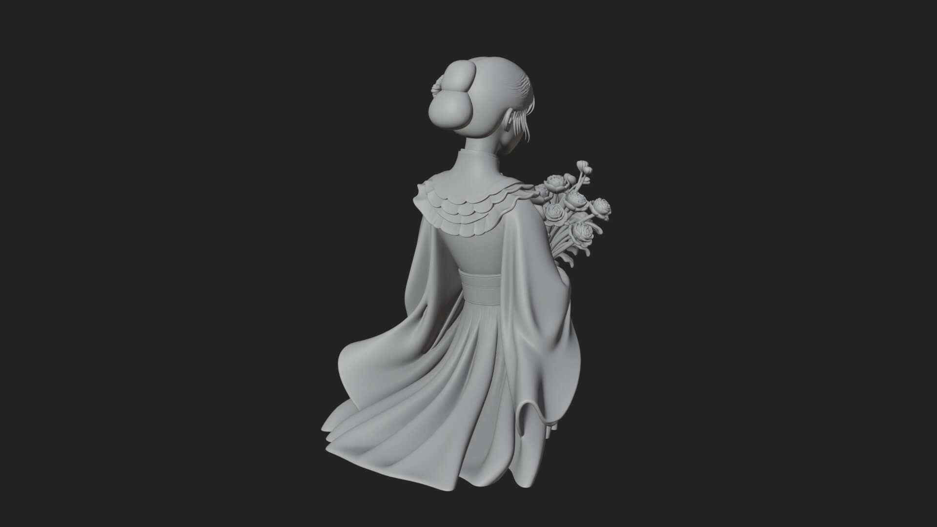 Lady with Flower Basket Statue Design 5 3D Print Model 3D Model