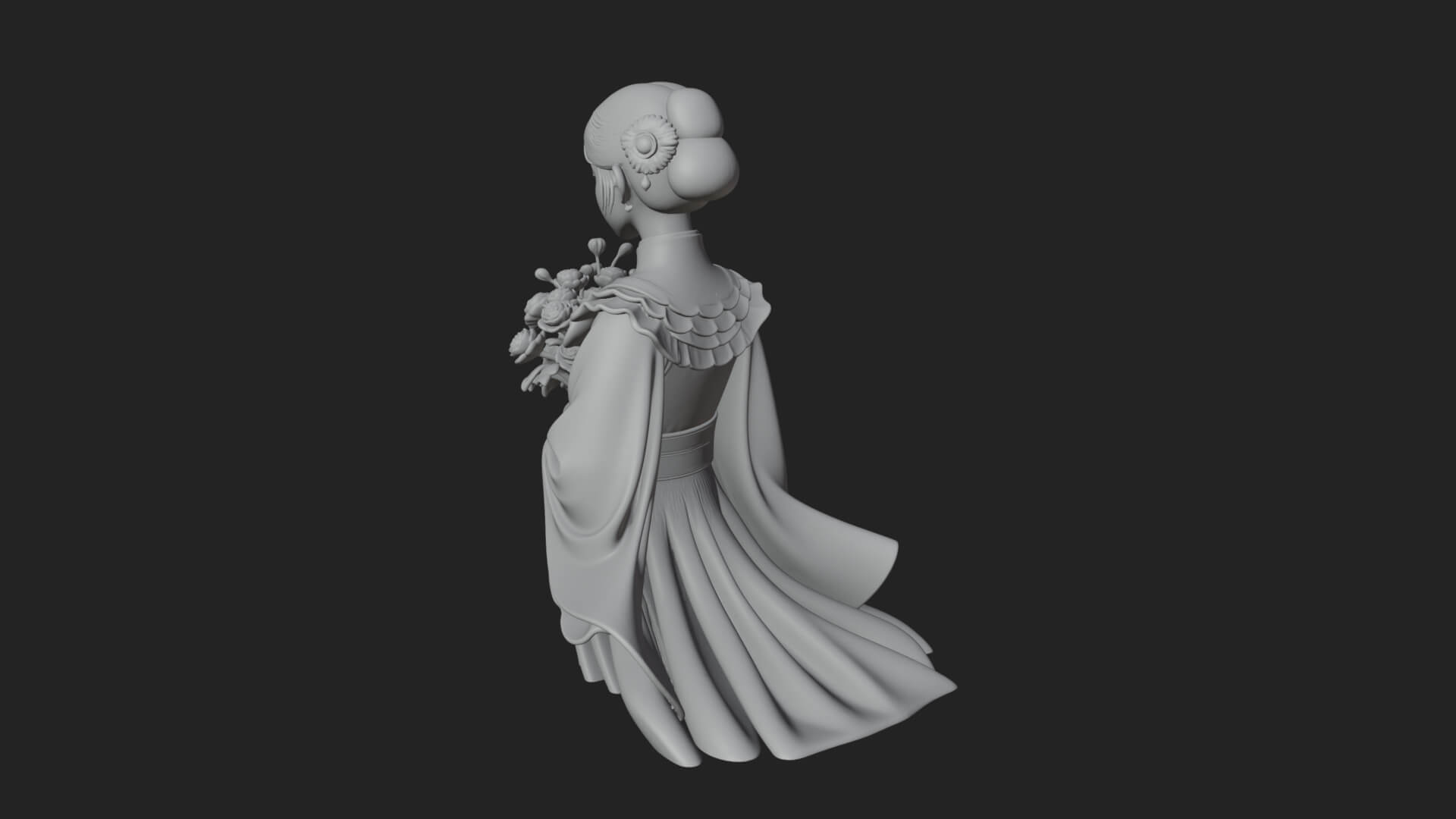 Lady with Flower Basket Statue Design 5 3D Print Model 3D Model