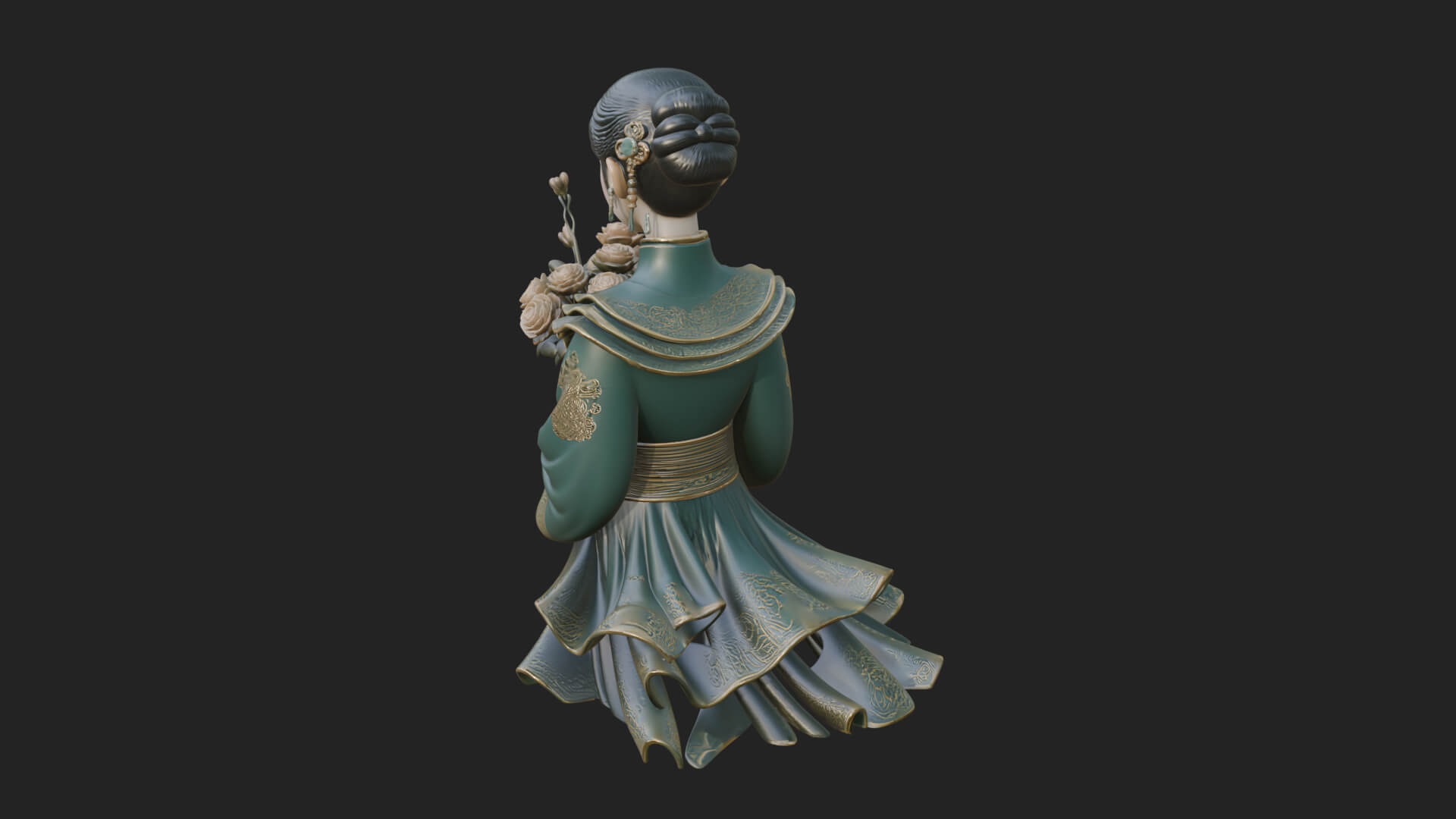 Lady with Flower Basket Statue Design 6 3D Print Model 3D Model