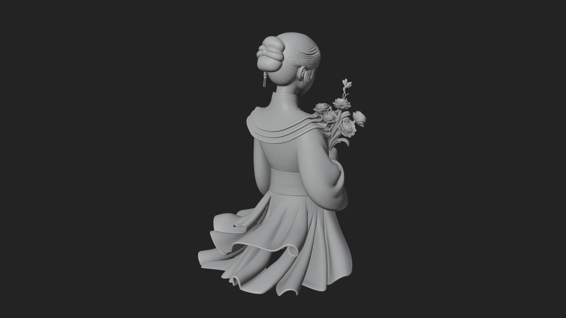 Lady with Flower Basket Statue Design 6 3D Print Model 3D Model