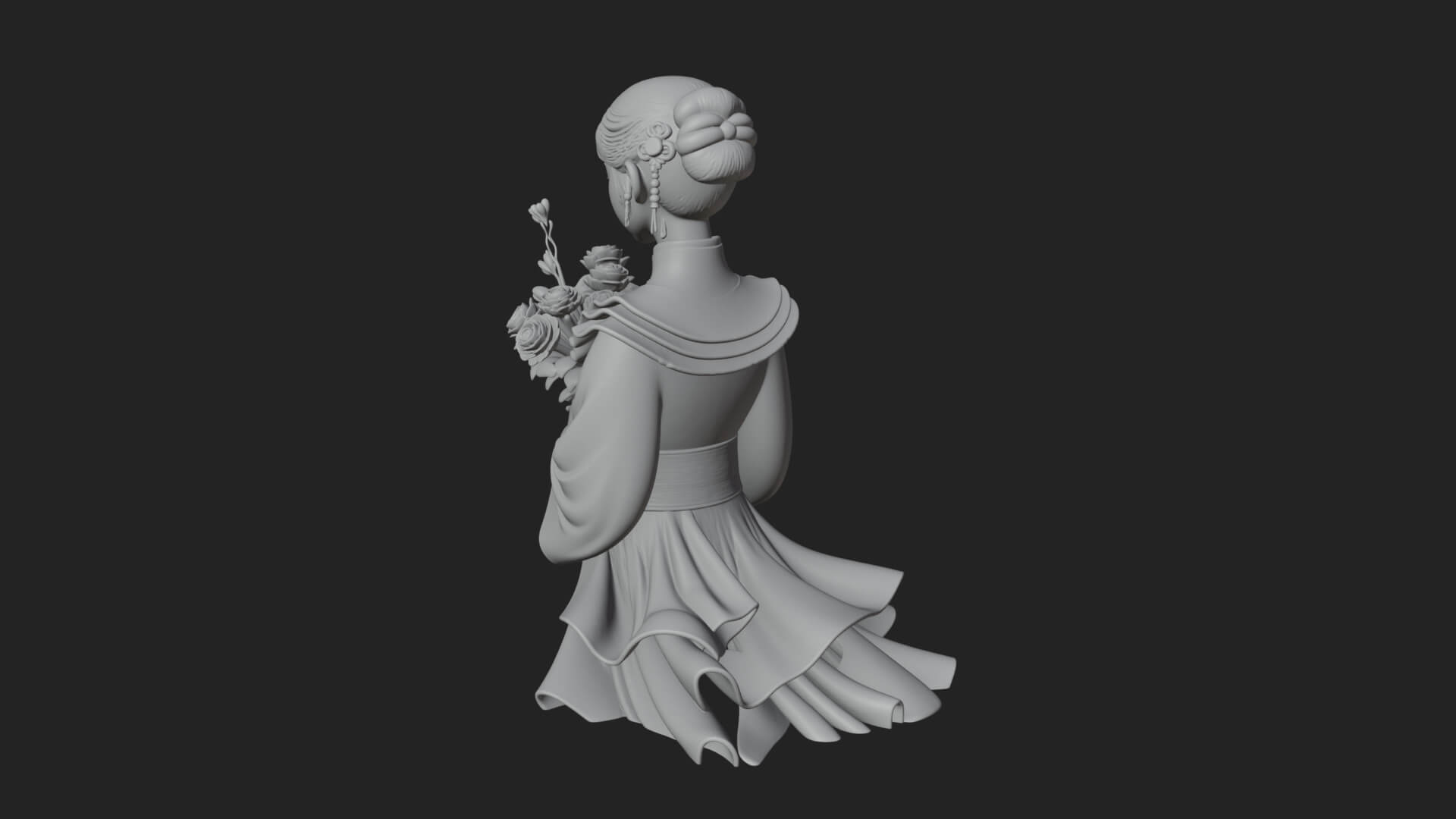 Lady with Flower Basket Statue Design 6 3D Print Model 3D Model