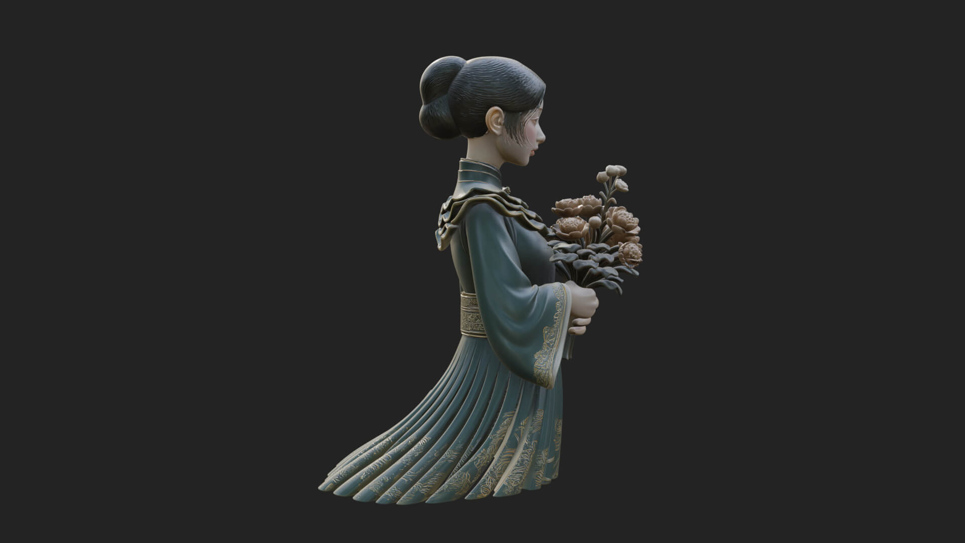 Lady with Flower Basket Statue Design 7 3D Print Model 3D Model