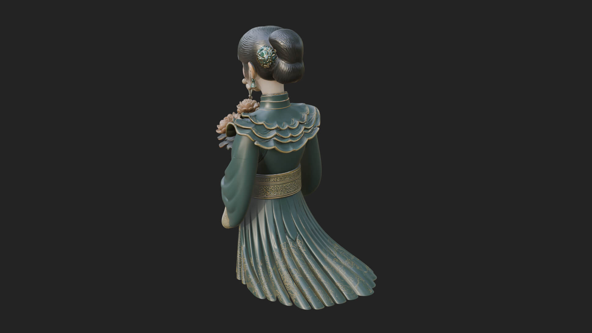 Lady with Flower Basket Statue Design 7 3D Print Model 3D Model