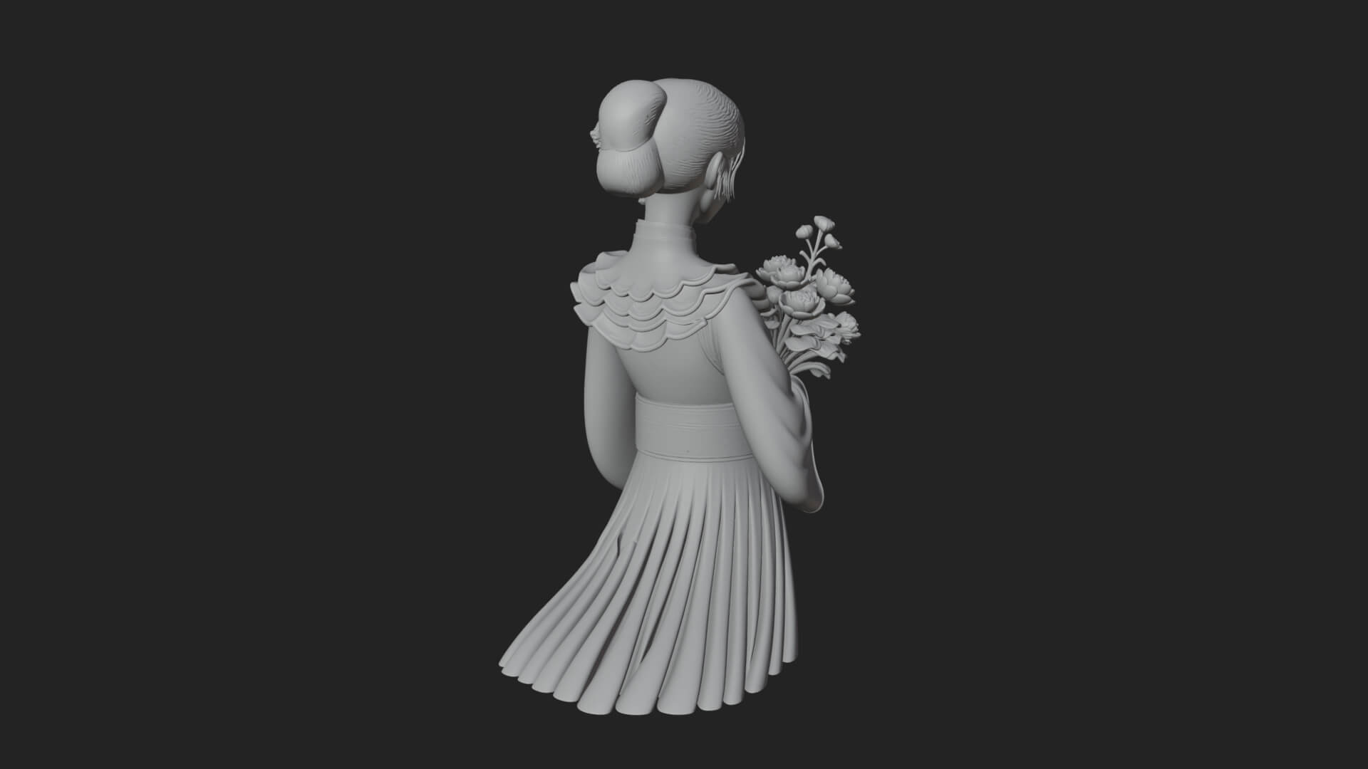 Lady with Flower Basket Statue Design 7 3D Print Model 3D Model