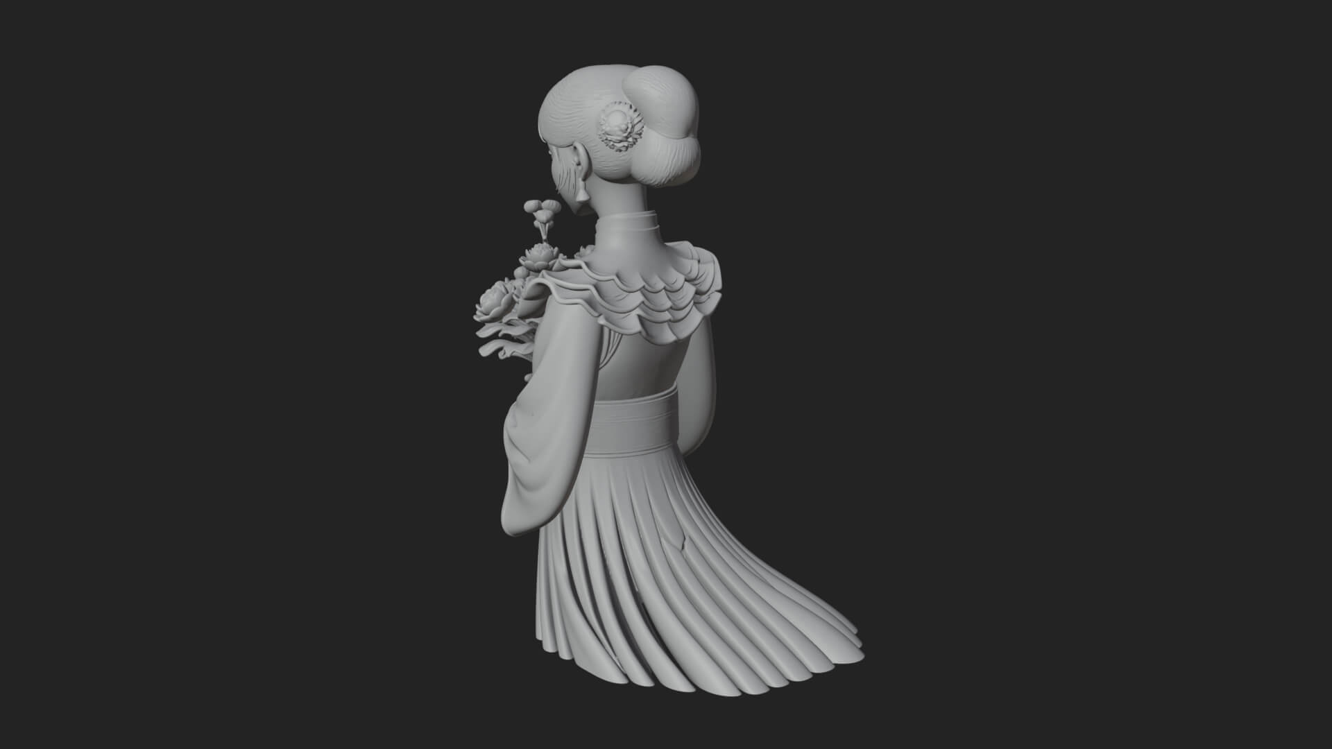 Lady with Flower Basket Statue Design 7 3D Print Model 3D Model