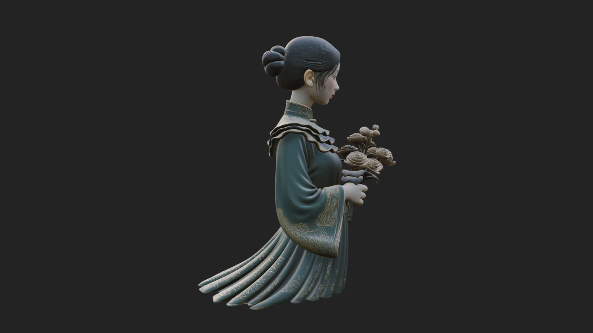 Lady with Flower Basket Statue Design 8 3D Print Model 3D Model