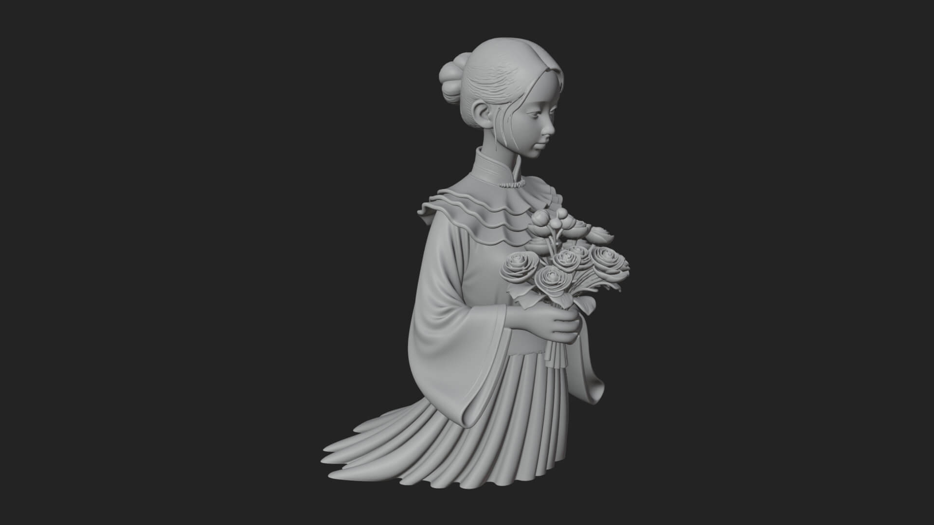 Lady with Flower Basket Statue Design 8 3D Print Model 3D Model
