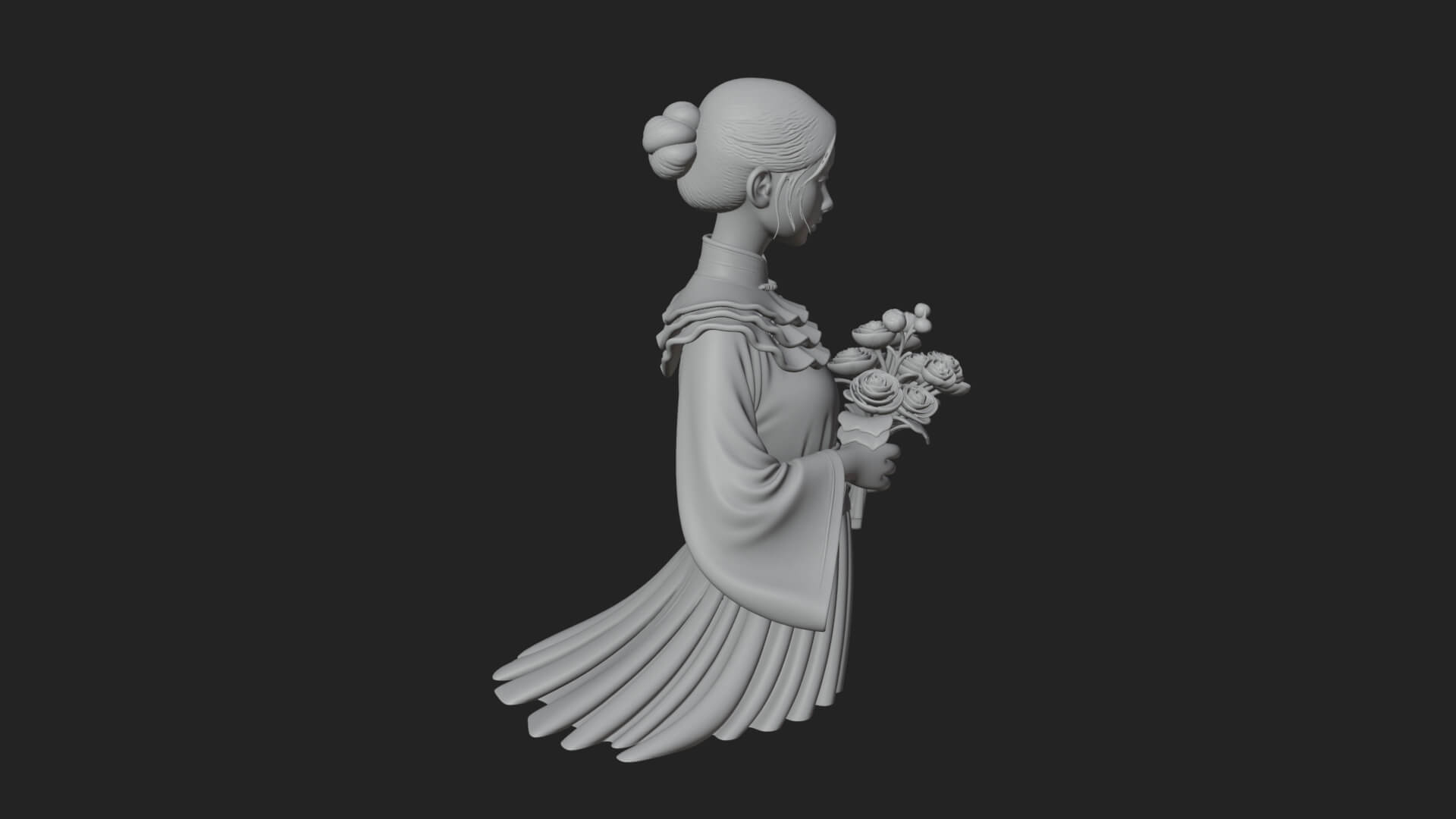 Lady with Flower Basket Statue Design 8 3D Print Model 3D Model