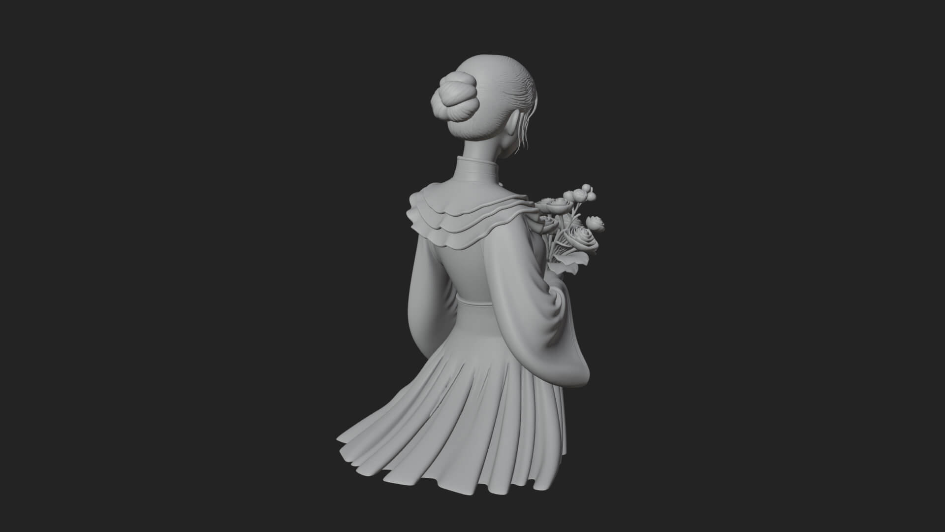 Lady with Flower Basket Statue Design 8 3D Print Model 3D Model