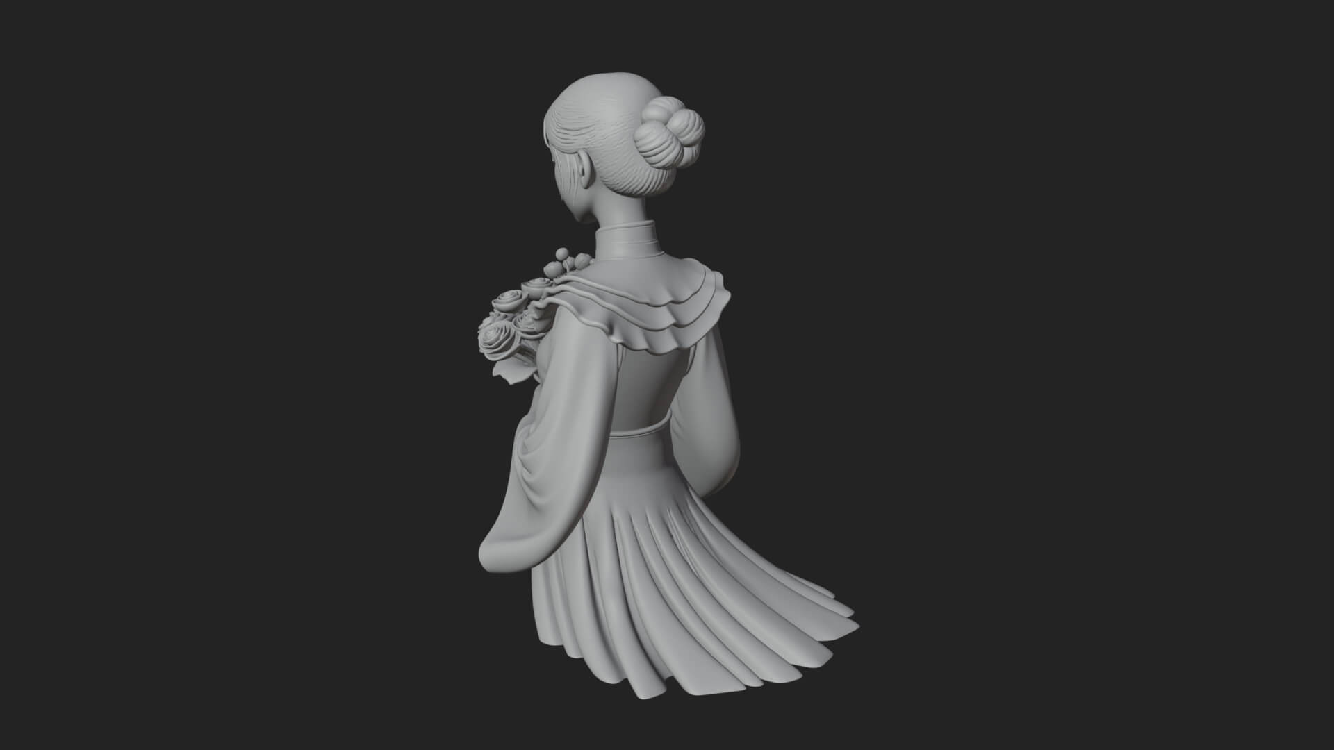 Lady with Flower Basket Statue Design 8 3D Print Model 3D Model