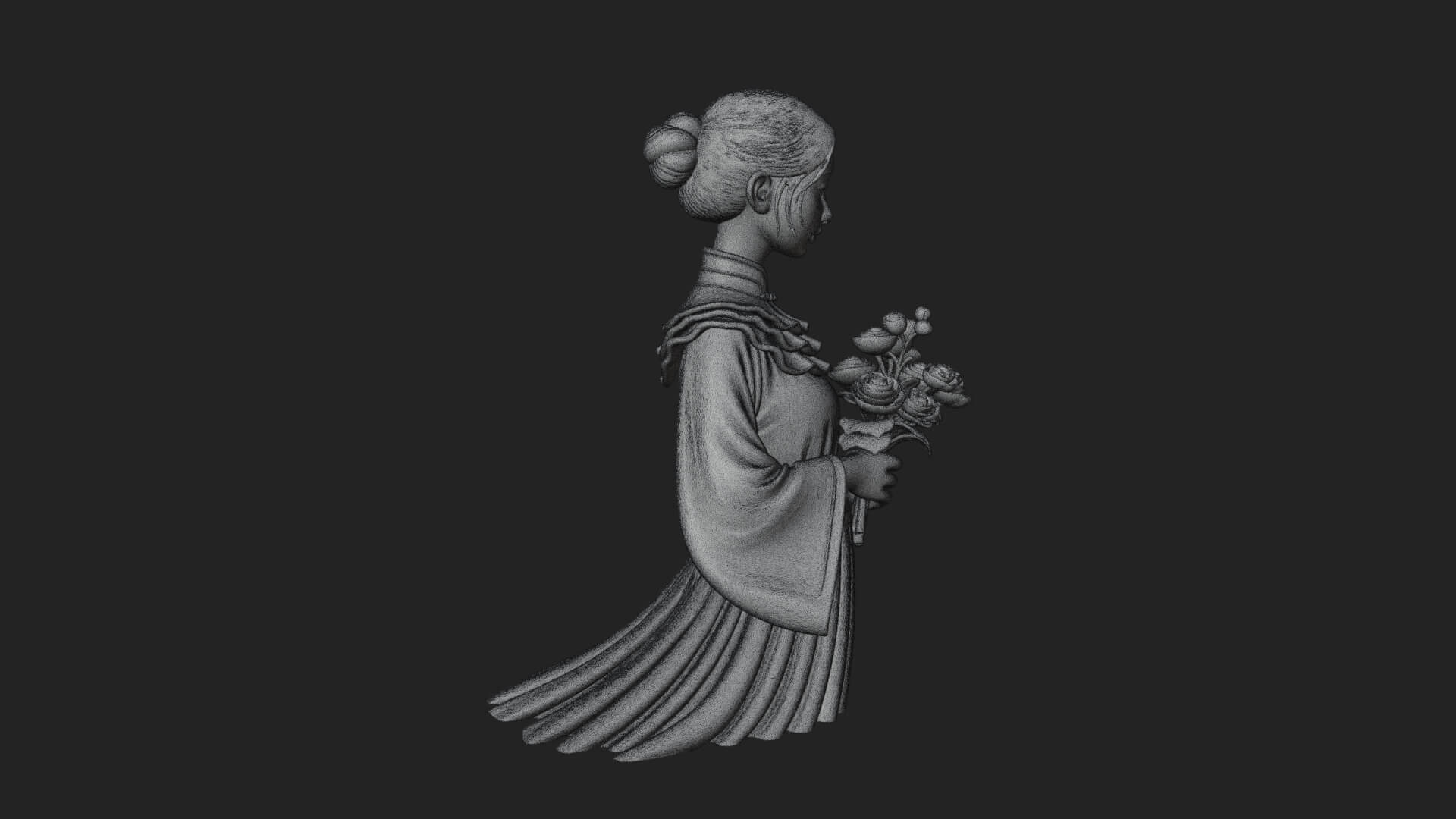 Lady with Flower Basket Statue Design 8 3D Print Model 3D Model