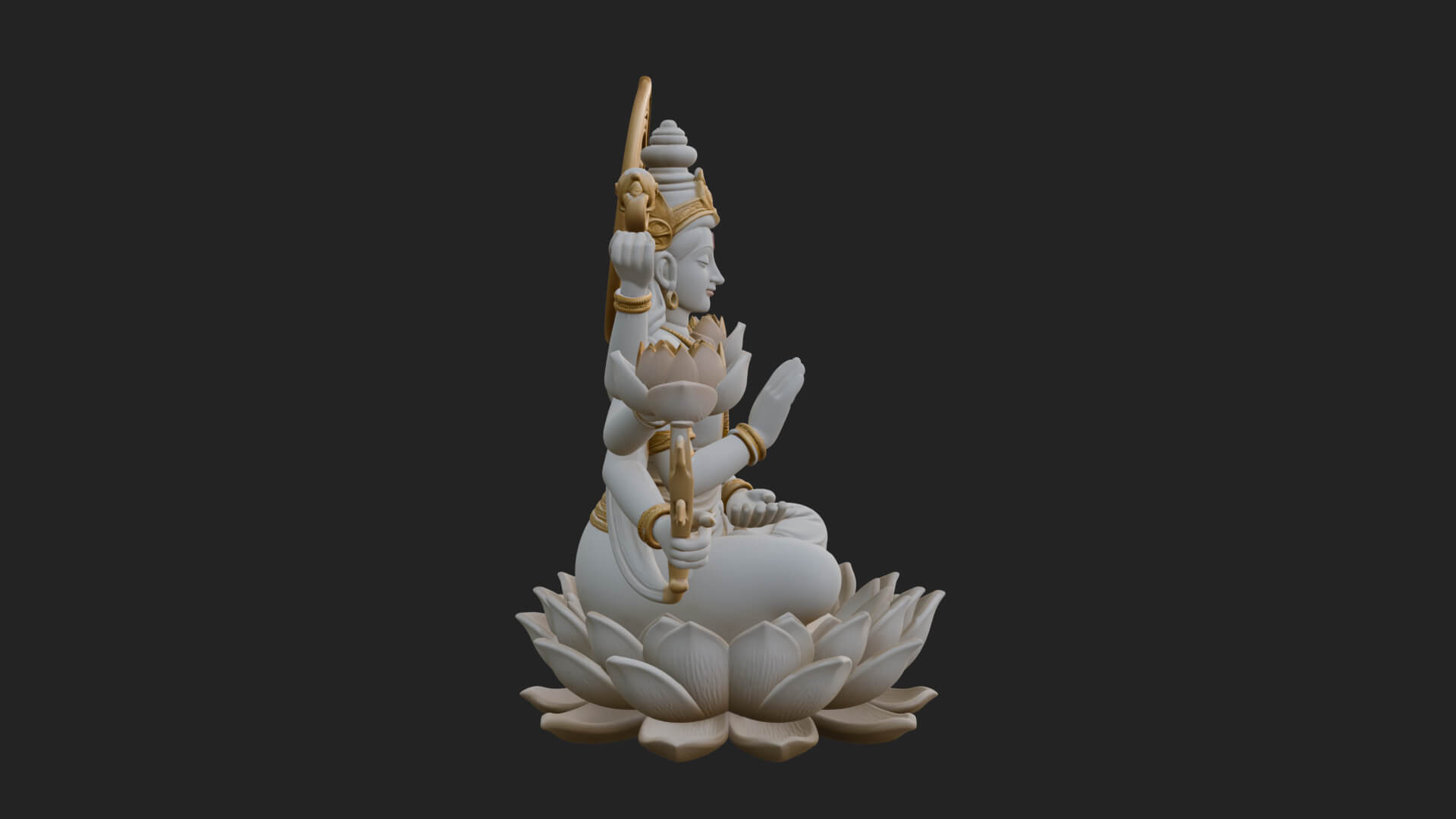 Lakshmi Goddess Statue Design 10 3D Print Model 3D Model