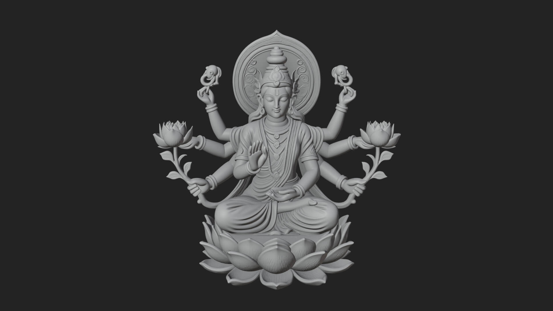 Lakshmi Goddess Statue Design 10 3D Print Model 3D Model