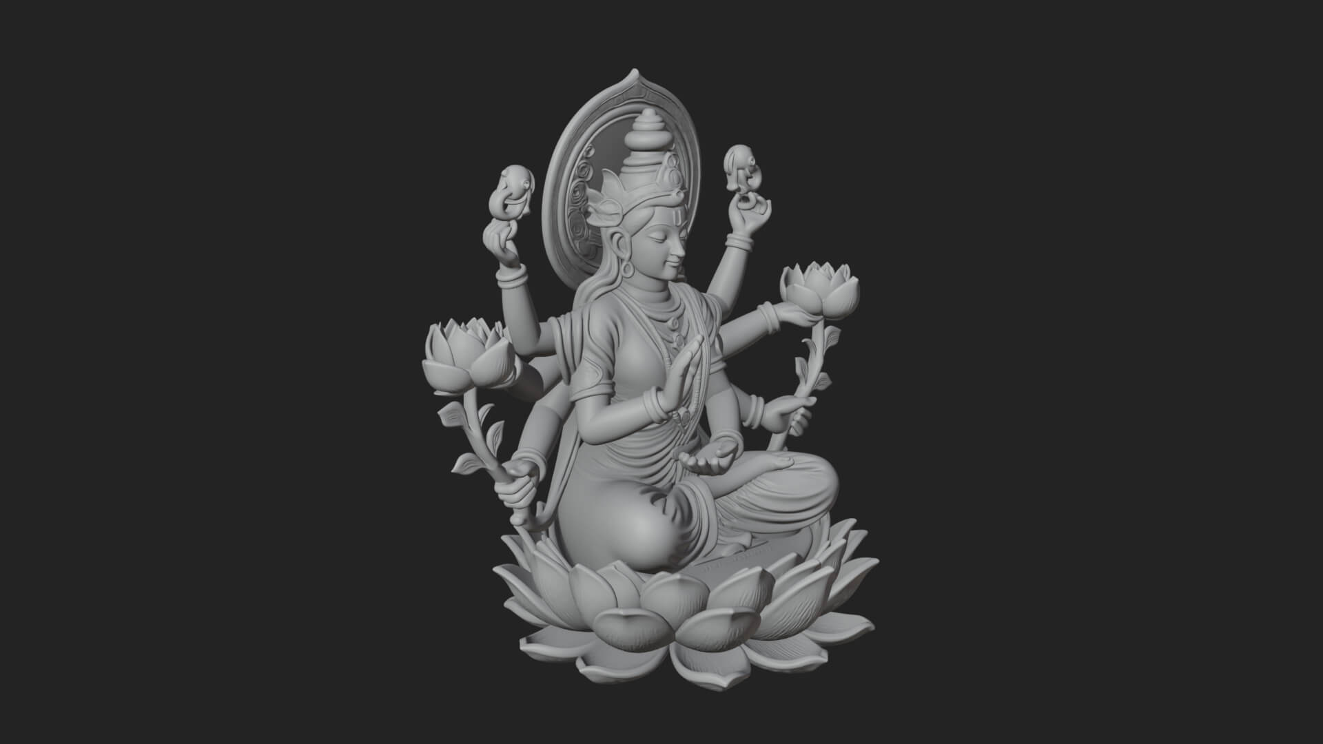 Lakshmi Goddess Statue Design 10 3D Print Model 3D Model