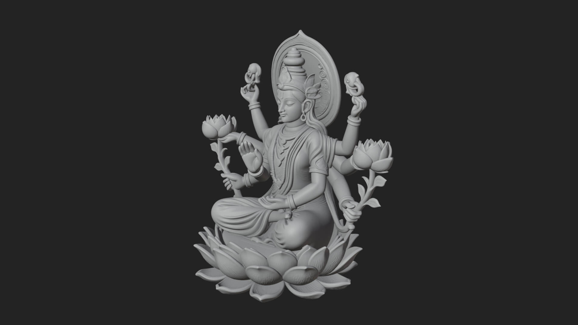 Lakshmi Goddess Statue Design 10 3D Print Model 3D Model