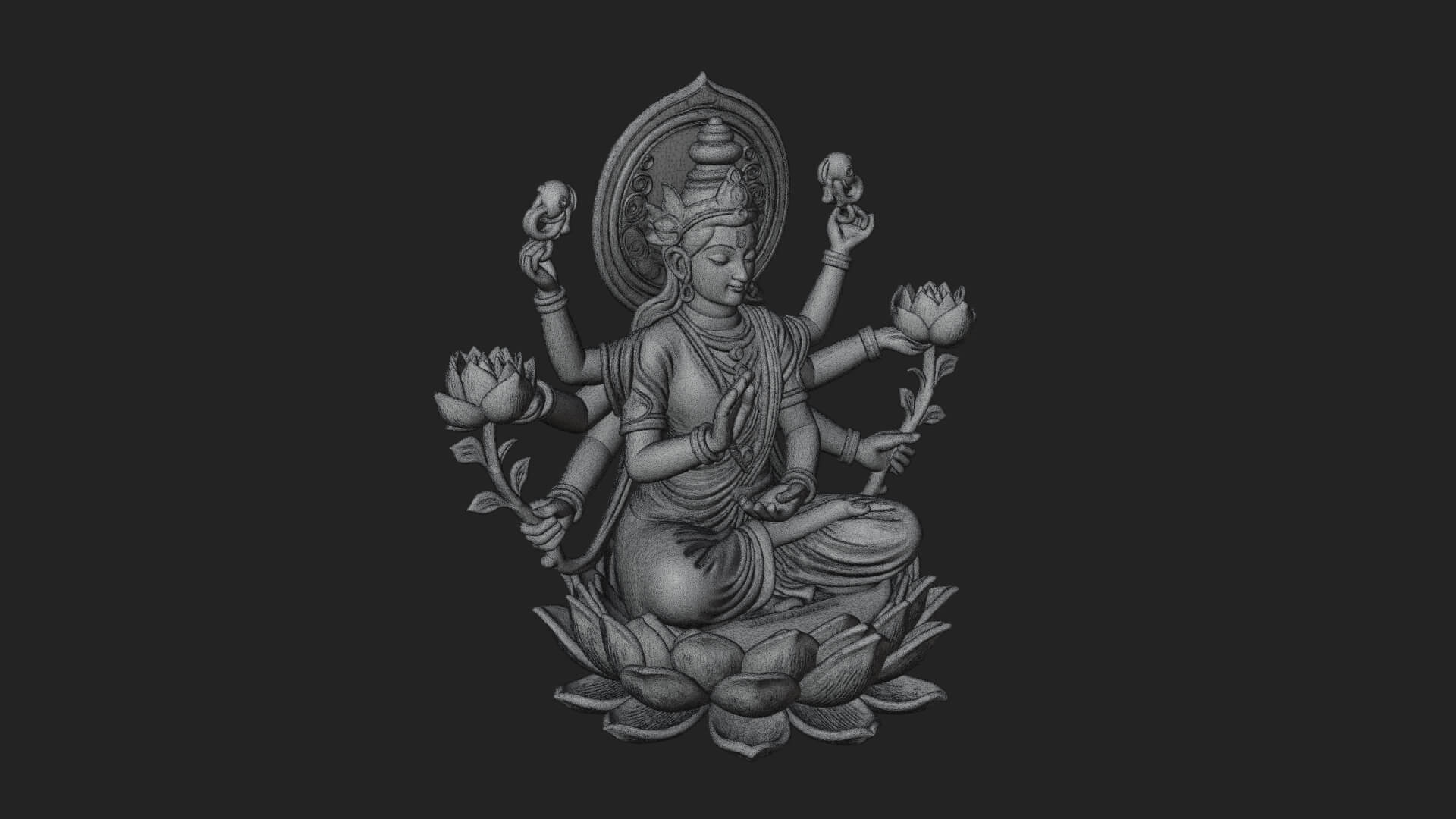 Lakshmi Goddess Statue Design 10 3D Print Model 3D Model
