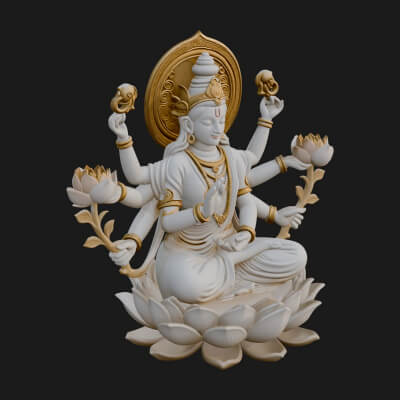 Lakshmi Goddess Statue Design 10 3D Print Model