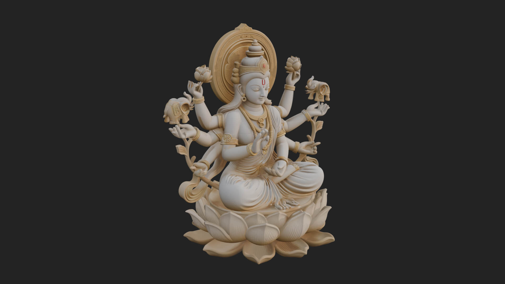 Lakshmi Goddess Statue Design 7 3D Print Model 3D Model