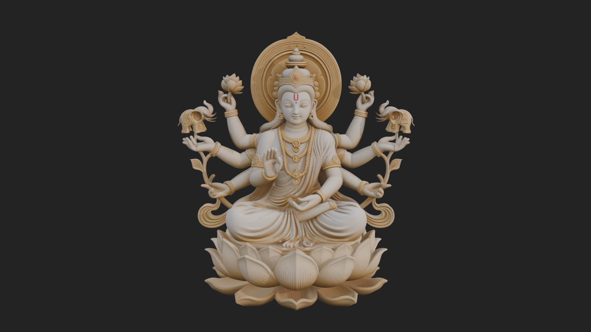 Lakshmi Goddess Statue Design 7 3D Print Model 3D Model