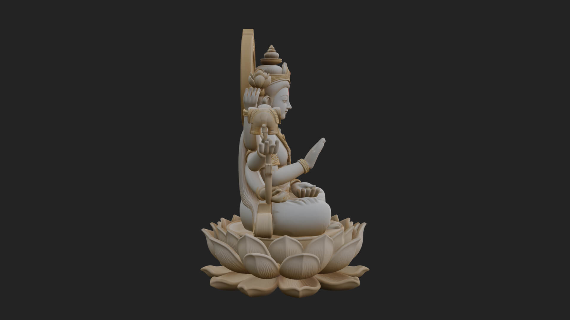 Lakshmi Goddess Statue Design 7 3D Print Model 3D Model