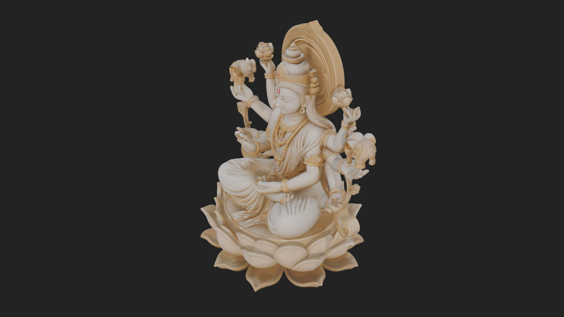 Lakshmi Goddess Statue Design 7 3D Print Model 3D Model