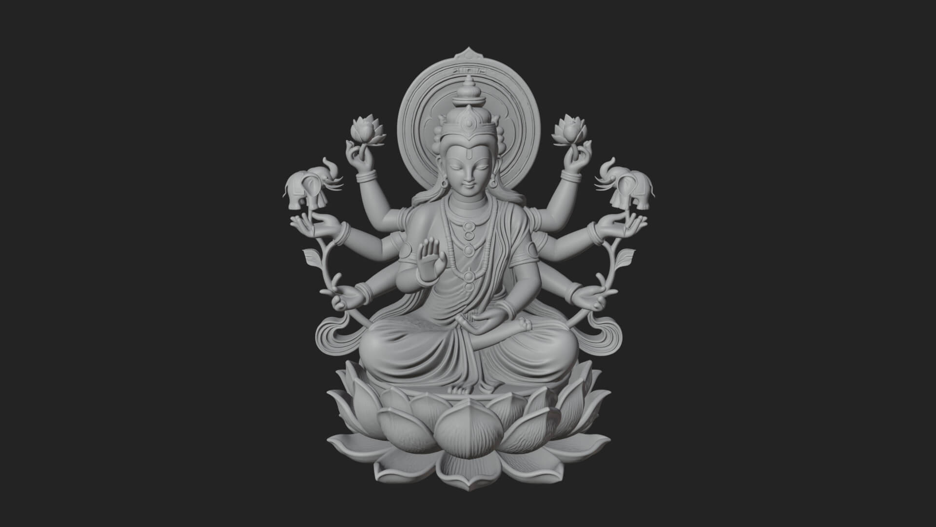 Lakshmi Goddess Statue Design 7 3D Print Model 3D Model