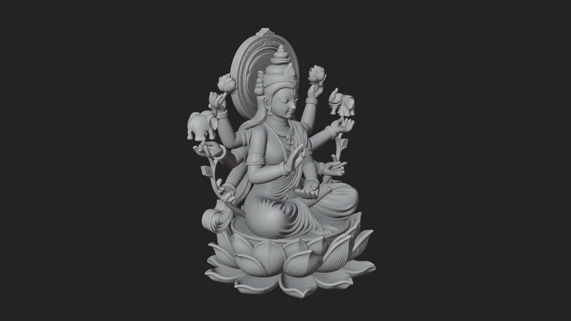 Lakshmi Goddess Statue Design 7 3D Print Model 3D Model