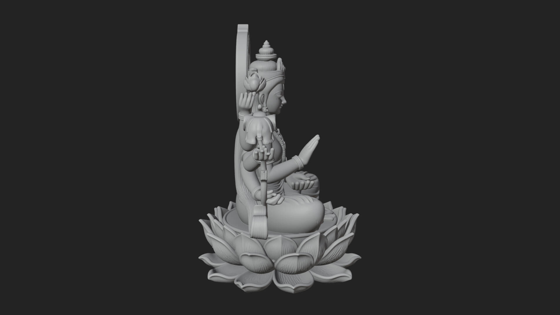 Lakshmi Goddess Statue Design 7 3D Print Model 3D Model