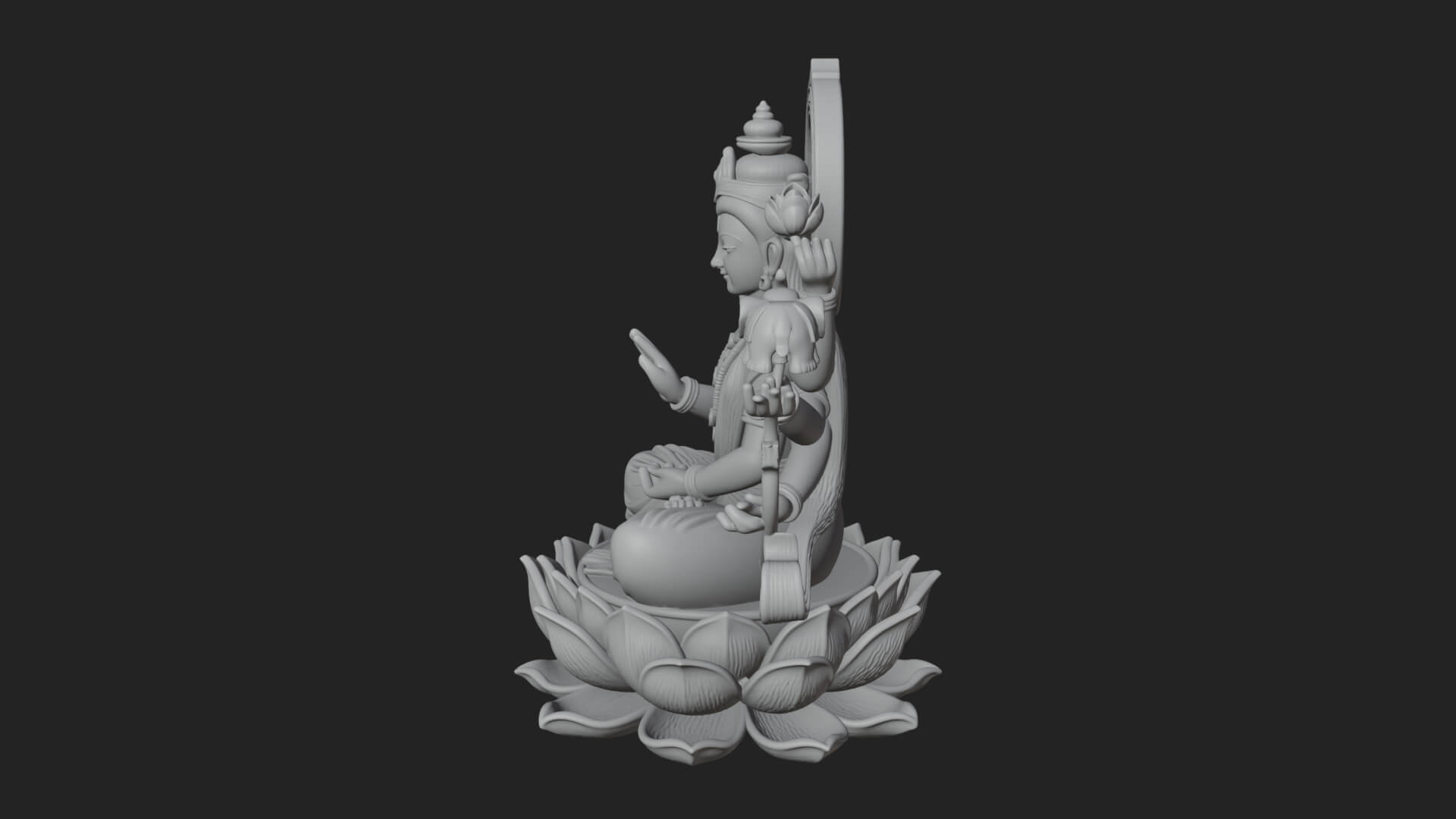 Lakshmi Goddess Statue Design 7 3D Print Model 3D Model