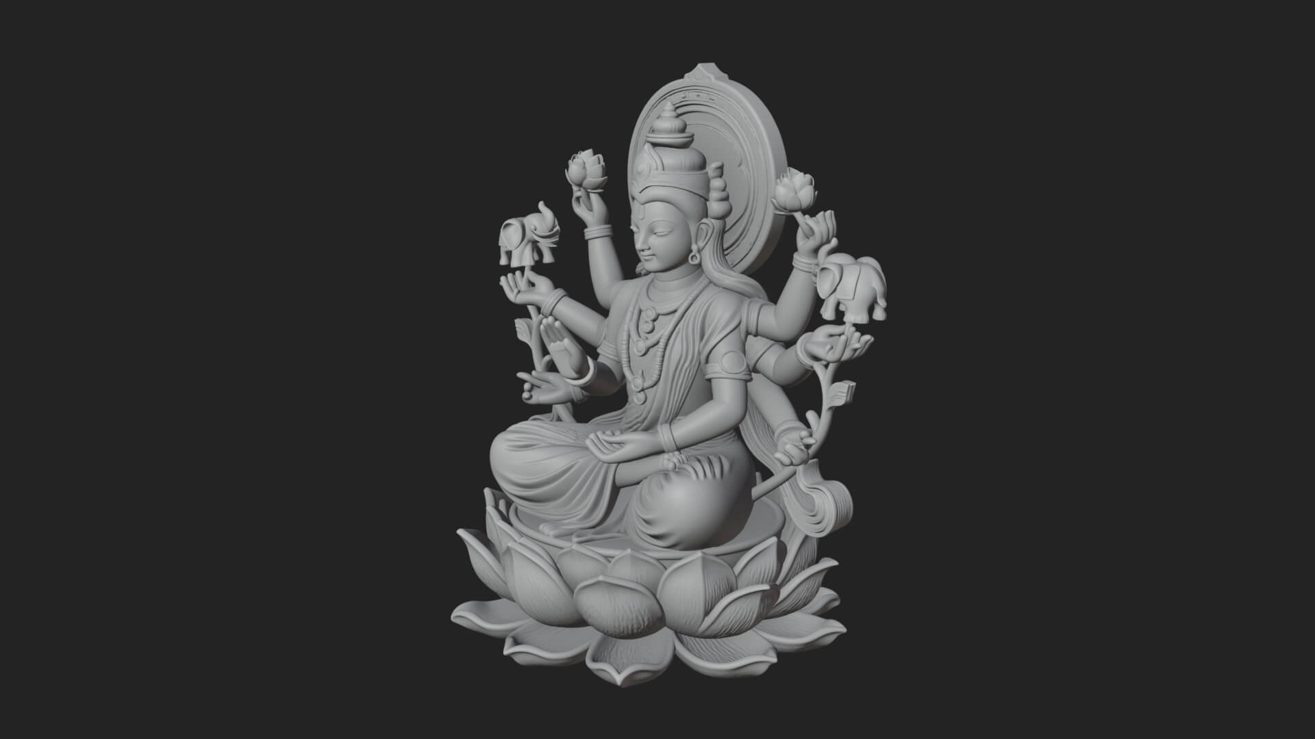 Lakshmi Goddess Statue Design 7 3D Print Model 3D Model