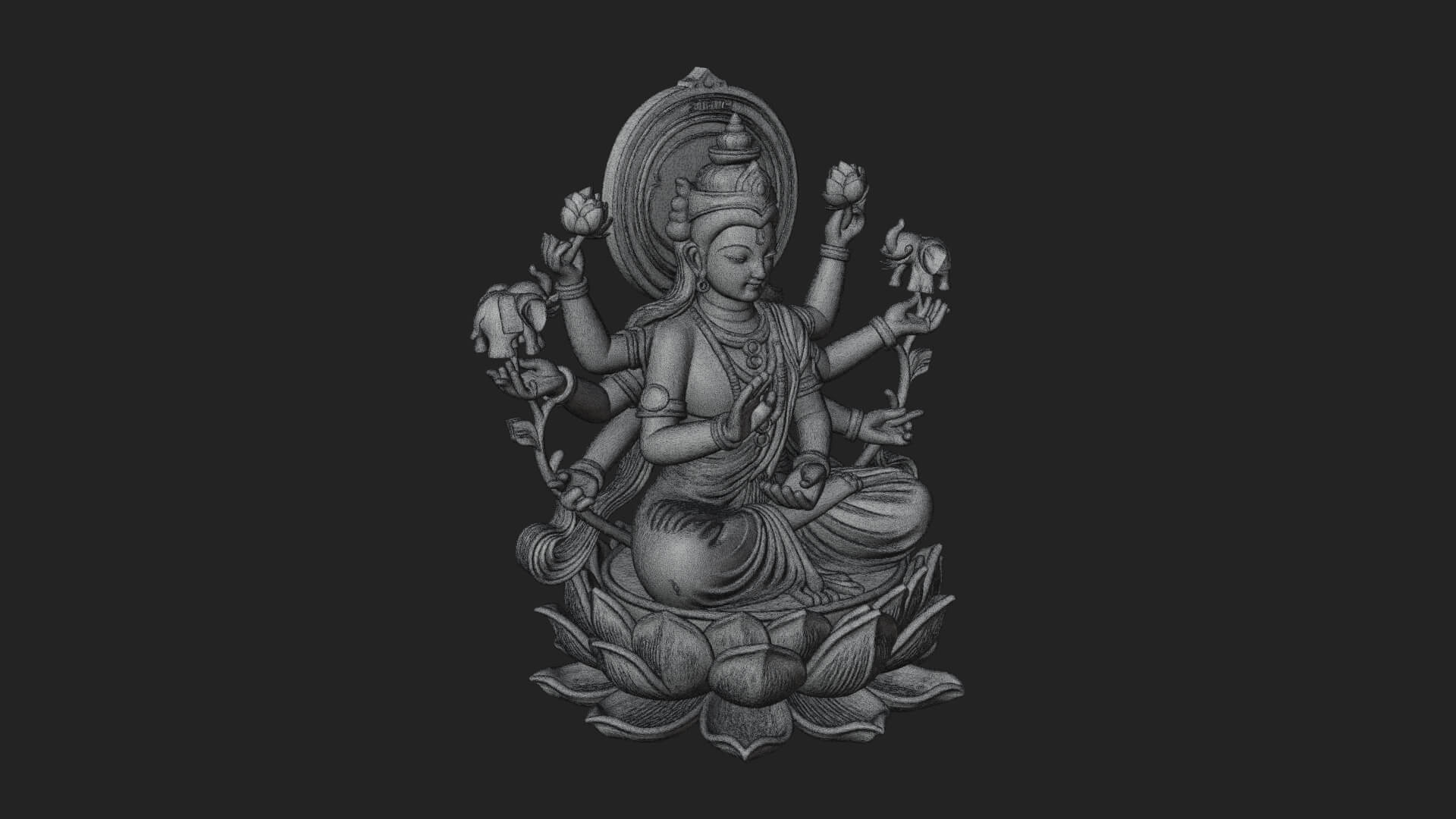 Lakshmi Goddess Statue Design 7 3D Print Model 3D Model