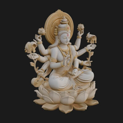 Lakshmi Goddess Statue Design 7 3D Print Model
