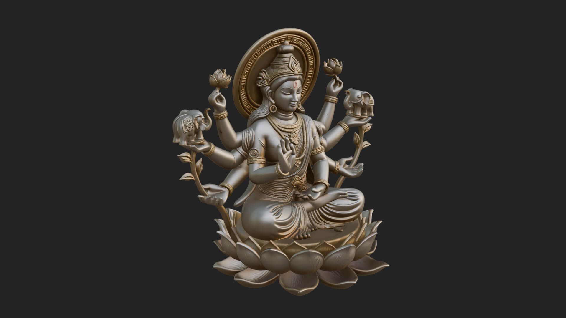 Lakshmi Goddess Statue Design 8 3D Print Model 3D Model