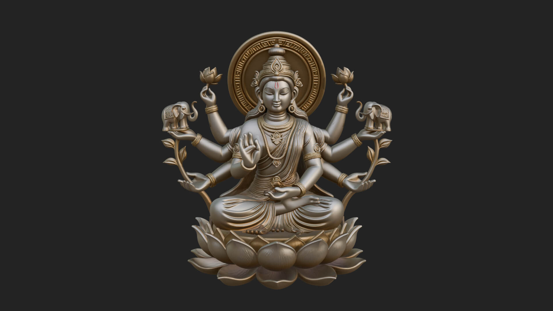 Lakshmi Goddess Statue Design 8 3D Print Model 3D Model