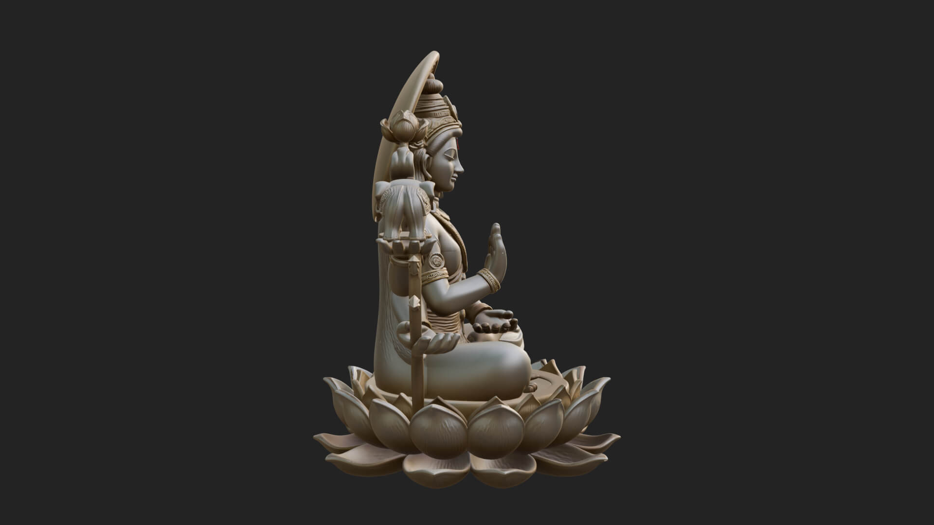 Lakshmi Goddess Statue Design 8 3D Print Model 3D Model