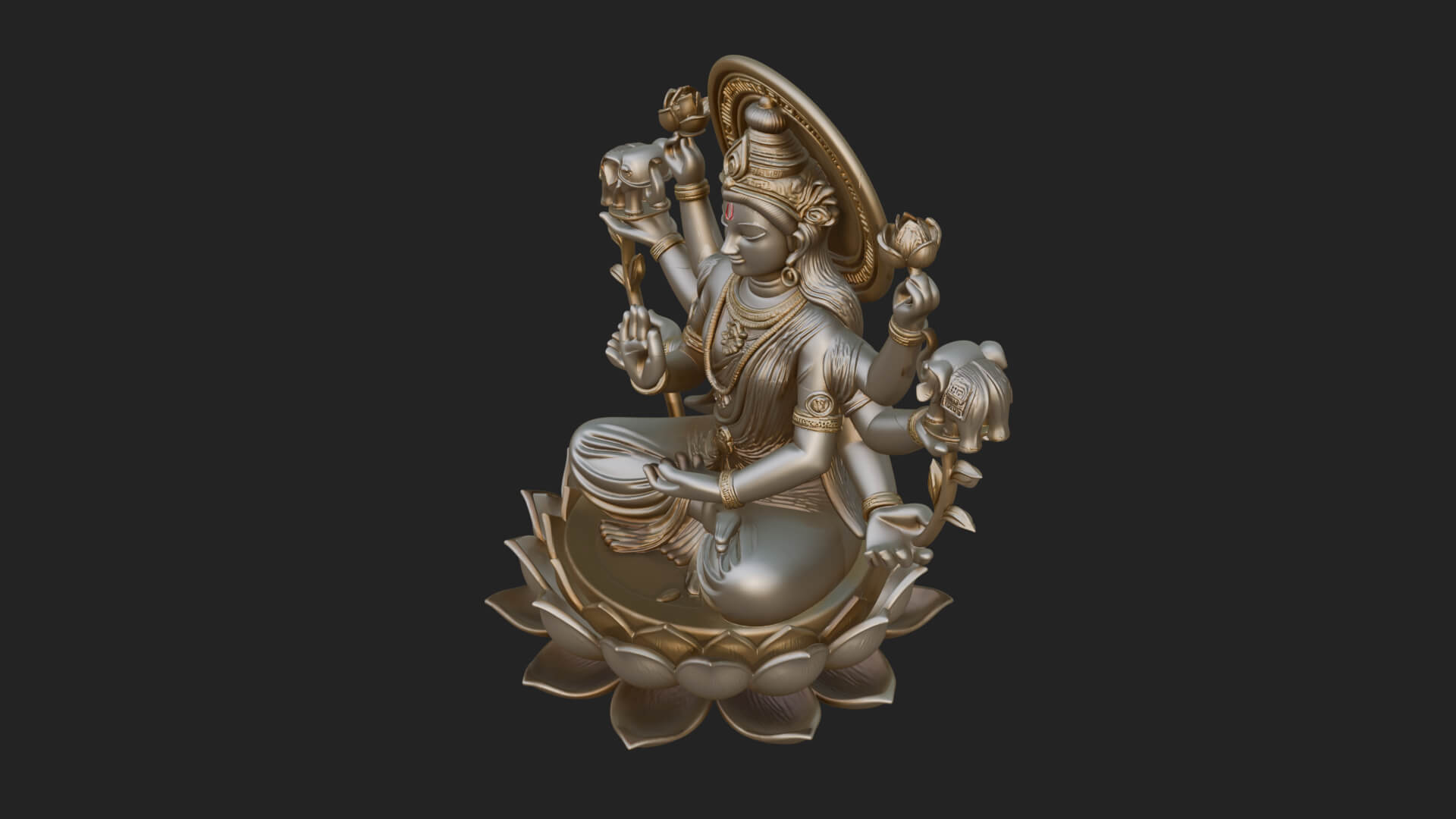 Lakshmi Goddess Statue Design 8 3D Print Model 3D Model