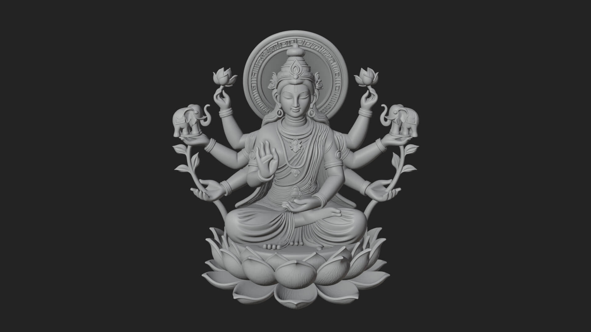 Lakshmi Goddess Statue Design 8 3D Print Model 3D Model